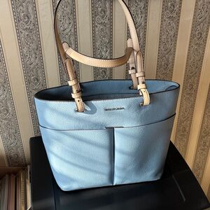 Michael Kors Light Blue Tote with Tan Straps